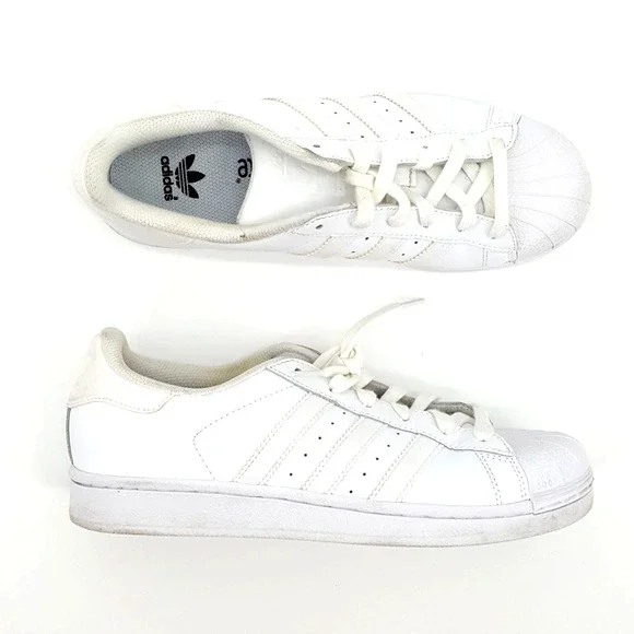 adidas | Shoes | Adidas Mens Superstar All White Tennis Shoes Womens 8 Mens  65 | Poshmark